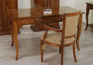 Classic style solid wood desk with inlaid top and 3 drawers